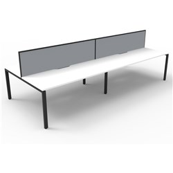 Deluxe Profile Workstation 4 Person With Screen 1800Wx750D White Top Black Double Frame