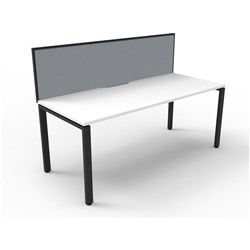 Deluxe Profile Desk With Screen 1500Wx750D White Top Black Frame