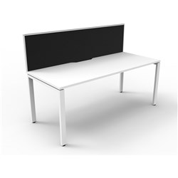Deluxe Profile Desk With Screen 1500Wx750D White Top White Frame