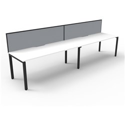 Deluxe Profile Workstation 2 Person With Screen 1800Wx750D White Top Black Single Frame