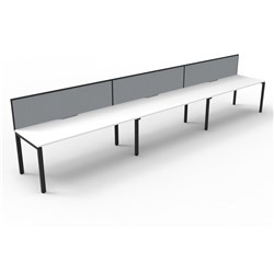 Deluxe Profile Workstation 3 Person With Screen 1800Wx750D White Top Black Single Frame