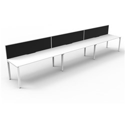 Deluxe Profile Workstation 3 Person With Screen 1800Wx750D White Top White Single Frame