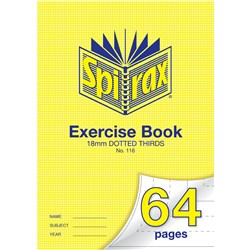 Spirax 116 A4 64 Page 18mm Dotted Thirds Exercise Book