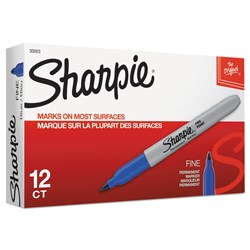 Sharpie Fine Point Marker Permanent 1.0mm Fine Blue Pack Of 12