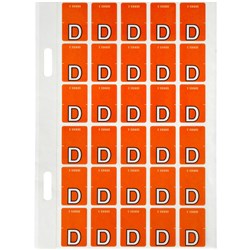 Avery Alphabet Coding Label D Top Tab 20x30mm D Orange