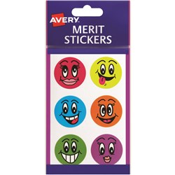 Avery Smiley Faces 43mm Blister Pack Merit Stickers
