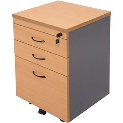 Rapid Worker Mobile Pedestal 2 Personal Drawer 1 File Drawer Beech Ironstone