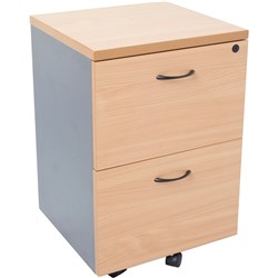 Rapid Worker Mobile Pedestal 2 File Drawer Beech and Ironstone