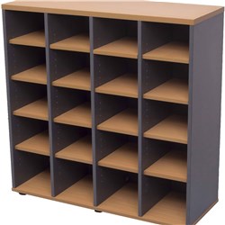 Rapidline Melamine Pigeon Hole Unit 1040Hx1040Wx380D Beech and Ironstone