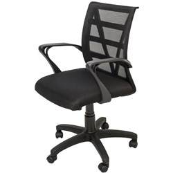 Vienna Mesh Medium Back Office Chair With Arms Black Fabric Seat Black Mesh Back
