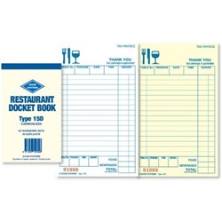 Book Restaurant Docket Zions 15D Dup C/less