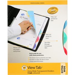 Dividers A4 Extra Wide View Tab 5 Tab Coloured