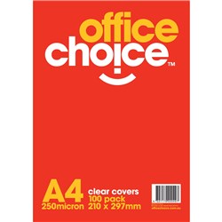 Office Choice A4 Clear 250 Micron PVC Binding Covers