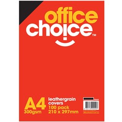 Office Choice A4 Black 300gsm Leathergrain Binding Cover