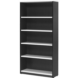 Logan White/Ironstone 5 Shelf 1800x900mm Bookcase
