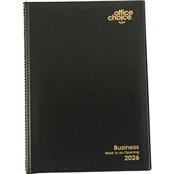 Office Choice 2026 A4 Business Black PVC Week To View 1hr Appointment Diary