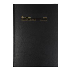 Collins 24M4 A4 2 Days To Page 1hr Black 25/26 Financial Year Diary