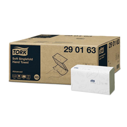 Tork 290163 Advanced H3 Singlefold White Hand Towel