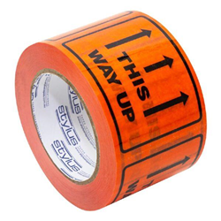 SP500 This Way Up Label Tape BL/OR 75mm x 50m