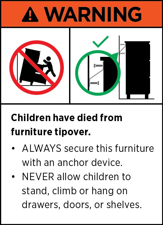 Toppling furniture warning Category 3